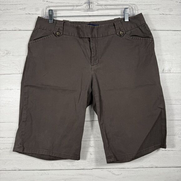 Banana Republic Womens size 10 stretch brown chino shorts cotton spandex - Picture 1 of 3